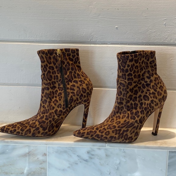 Good American 110mm Icon Faux Suede Leopard Stiletto Ankle Boots Size 8.5 - Picture 6 of 14